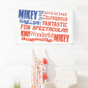 Elke naam rood wit en blauw Amerikaanse vlag Spandoek