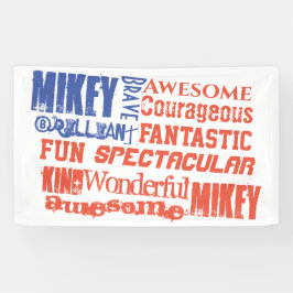 Elke naam rood wit en blauw Amerikaanse vlag Spandoek