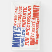 Elke naam rood wit en blauw Amerikaanse vlag Spandoek (Verticaal)