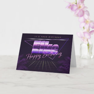 Elke Name Prénom lila retro Carte Anniversaire
