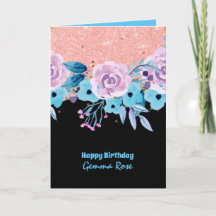 ELKE OCCASION Girly Rosegold Pink Glitter Kaart