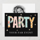 * Elke PARTY doe-het-zelf uitnodiging NEON Eveneme (Voorkant / Achterkant)