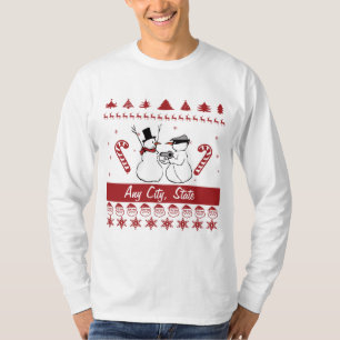 Elke stad met een lelijke kerstbeker Snowman-overv T-shirt