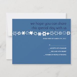 ELKE STAR IS UNIQUE Bar Bat Mitzvah Reply Card RSVP Kaartje
