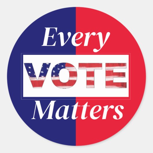 Elke stem doet ertoe ronde sticker (Voorkant)