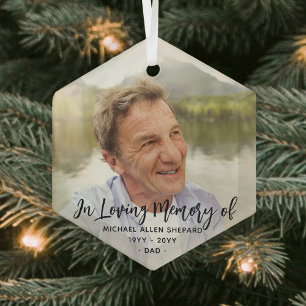 Elke tekst Herdenking Eenvoudig Zwart Schrift 1 Fo Glas Ornament