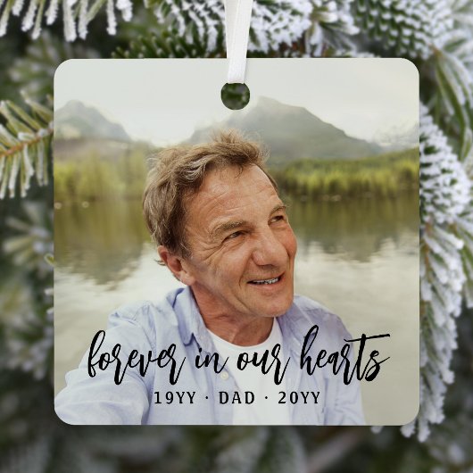 Elke tekst herdenkings 2 foto eenvoudig zwart schr metalen ornament