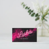*ELKE TEKST* Moderne roze neon & rookas/Eyelash Visitekaartje (Staand voorkant)