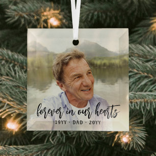 Elke Text Memorial 1 Foto Simple Black Script Glas Ornament