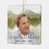 Elke Text Memorial 2 Foto Simple Black Script Keramisch Ornament (Links)