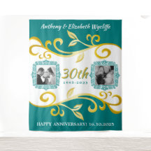 Elke trouwjubileum Voeg uw foto's toe Teal Goud
