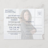 ELKE Verjaardag 2 Foto Navy Blauw Wit Save the Dat Uitnodiging Briefkaart (Achterkant)