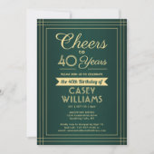 ELKE Verjaardag Cheers Classic Border Groen en Gou Kaart (Voorkant)