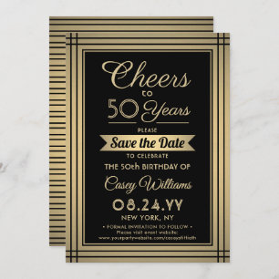 ELKE Verjaardag Cheers Elegant Classic Zwart en Go Save The Date