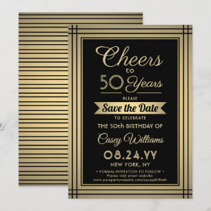 ELKE Verjaardag Cheers Elegant Classic Zwart en Go Save The Date