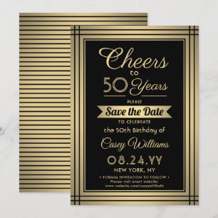 Elke verjaardag Cheers Elegant Klassiek Zwart en G Save The Date