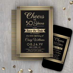 Elke verjaardag Cheers Elegant Klassiek Zwart en G Save The Date