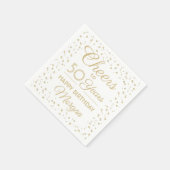 ELKE Verjaardag Cheers Elegant Wit en Goud Glitter Servet (Hoek)