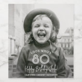 ELKE Verjaardag Chic White Typography Fotofeest Wijn Etiket (Enkel label)