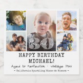 ELKE Verjaardag "Dit Kind" Moderne 5 Fotocollage Sparkling Wijnetiket (Enkel label)