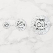 ELKE Verjaardag juicht faux wit marmeren tafel Confetti (Achterkanten)