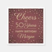 ELKE verjaardag Proost Bourgondië & Gold Glitter P Servet (Voorkant)