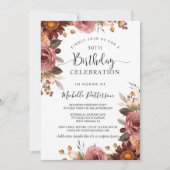 Elke verjaardag, Roze en Bourgondiërode bloemige b Kaart (Voorkant)