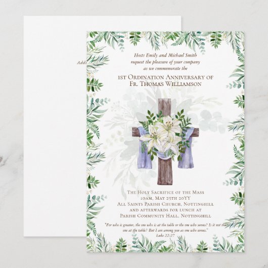 ELKE Verjaardagsuitnodiging Priesterwijding Rustie (Voorkant / Achterkant)