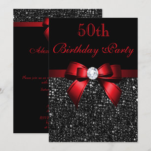 Elke zondag Faux Sequins Bow Black Red Kaart