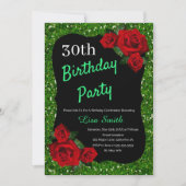 Elke zondag groene glitter rode rozen kaart (Voorkant)