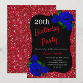 Elke zondag Rode glitter Deep Blue Rozen Kaart (Voorkant / Achterkant)