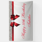 Elke zondag van de Age Red Bow Silver Sequins Spandoek (Verticaal)