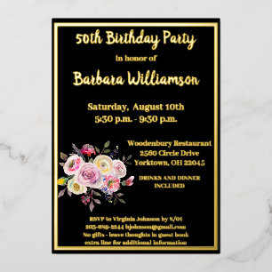 Elke zondag zwart goud folie uitnodiging