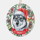 Elkhound Chien Personnalisé Santa Hat Ornement de  (Gauche)