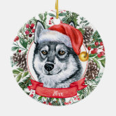 Elkhound Chien Personnalisé Santa Hat Ornement de  (Dos)