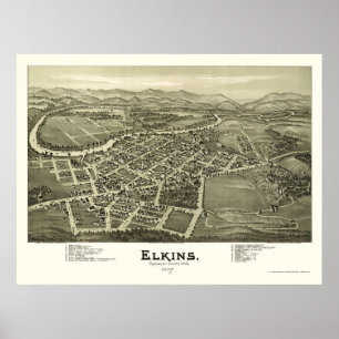 Elkins, WV Panoramic Map - 1897 Poster