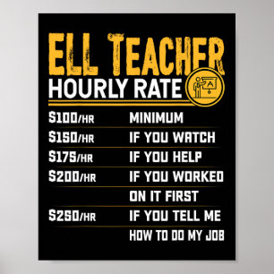 Ell Leraar Uurloon - Grappige Ell Onderwijzer Tuto Poster