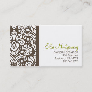 Ella #2 Chic Brown Damask Visitekaartjes