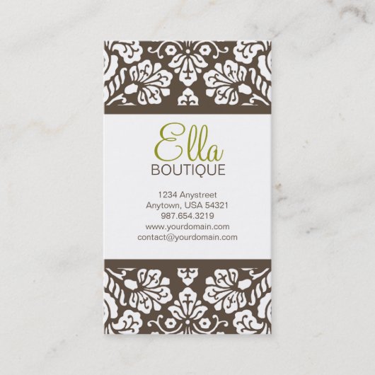 Ella #5 Bruin Damask Chic Visitekaartje (Voorkant)