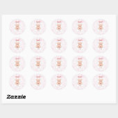Ella | Aangepaste Roze Teddybeer Nursery Design Ronde Sticker (Vel)