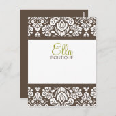 Ella Brown Damask Chic Briefkaart Verticaal (Voorkant / Achterkant)