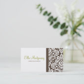 Ella Brown Damask Chic Visitekaartje (Staand voorkant)