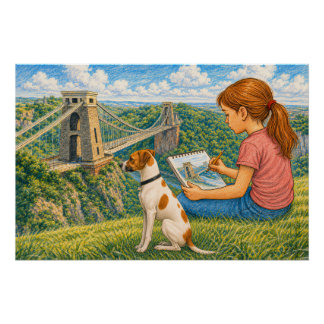 Ella en Bella tekenen Clifton Suspension Bridge Perfect Poster