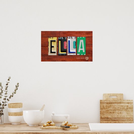 ELLA Licence Plaque Lettrer Nom Signer Poster (Cuisine)