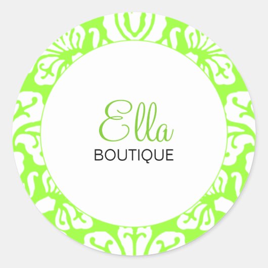 Ella Limoen Damask Chic Round Sticker (Voorkant)