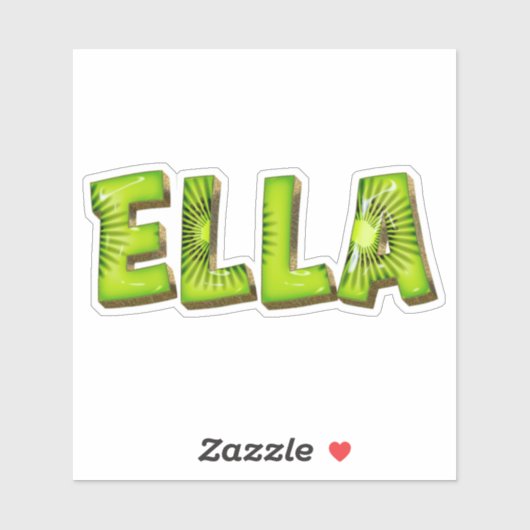 Ella Name Kiwi Design Autocollants (Feuille)