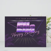 Ella Name Prénom lila retro Carte Anniversaire (Debout devant)