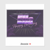 Ella Name Vorname lila retro Sticker Geburtstag (Vel)