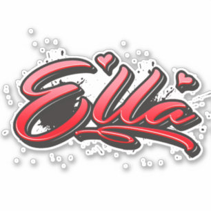 Ella red heart graffiti autocollants