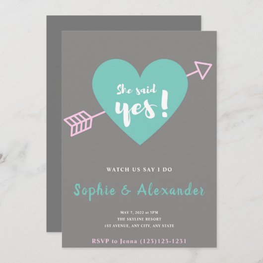 Elle A Dit Oui Faire-part de mariage (Devant / Derrière)